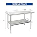 HARDURA Stainless Steel Table 30X36 Inches with Undershelf and Galvanized Legs NSF Heavy Duty Commercial Metel Table for Food Prep