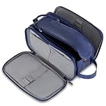 Elviros Water-Resistant PU Leather Toiletry Bag for Men Large Travel Wash Bag Shaving Dopp Kit Bathroom Gym Toiletries Makeup Organizer with Wet Dry Bag,Gift for Men (Blue)