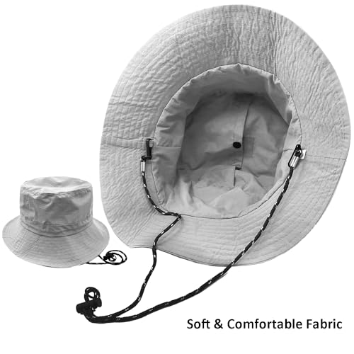 Image of woogwin Waterproof Bucket Rain Hat with Chin Strap Quick Dry Packable Boonie Sun Hat Safari Hat UV Protection