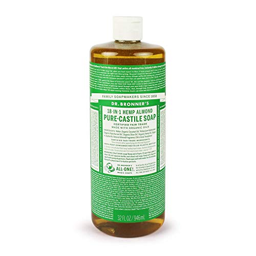 Dr. Bronner Magic Les Savons  Jabón líquido de castilla, jabón orgánico de almendra de 945 ml o 32 oz  orgánico y certificado de comercio justo  ¡El original! Al menos 18 usos posibles.