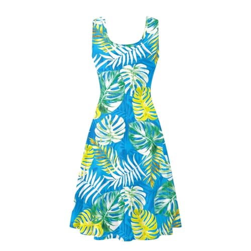 Image of Dreaweet Casual Sleeveless Dresses for Women Girls, Round Neck Tank Dresses with Pockets Summer Sundress Size XS-4XL