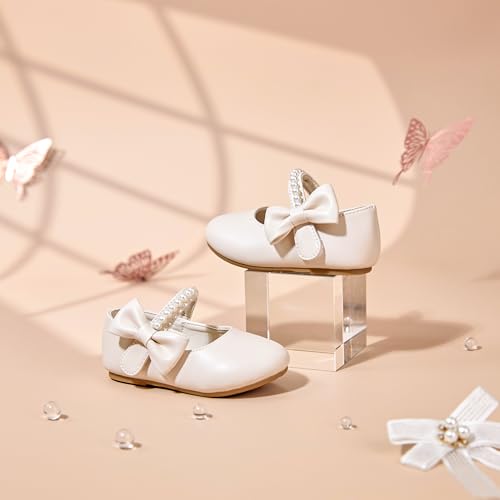 Image of PHIRAMIN Toddler Flower Girl Glitter Dress Shoes Little Girl Ballet Flats Bow Wedding Party