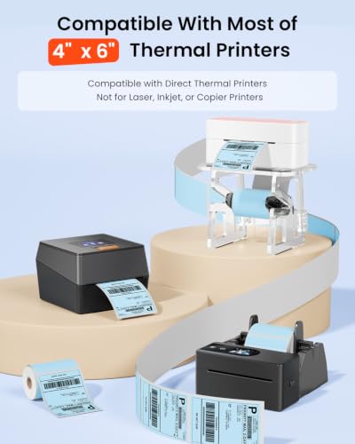 Image of Phomemo 4x6 Blue Thermal Label, Shipping Labels Pack of 250 4x6 Roll Labels, Compatible with Phomemo, Zebra, Rollo, Jadens and Other Thermal Printers