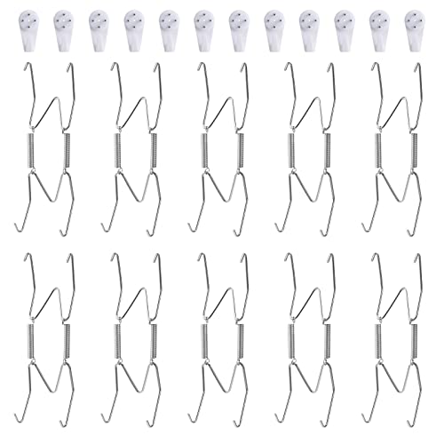 Fasunry 10 Pack Plate Hangers, 5 Inch for Wall With 12 Pack Hooks, Compatible 5 to 6 Inch Decorative Plates and Arts