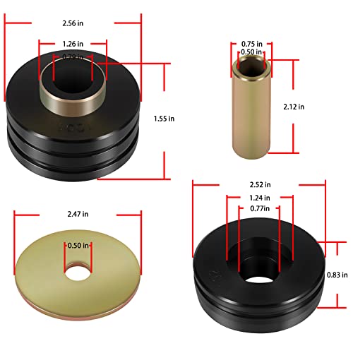 9.4102G Universal Polyurethane Body Mounts Bushings Isolators, Include 4 Plated Metal Washers, 2 Plated Metal Sleeves, 4 Body Mount Bushings(Black) - Image 5