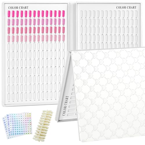 vnjaoi 308 Colors Nail Swatches Book with 360 Nail Tips
