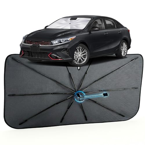 Image of Car Windshield Sun Shade for Kia Forte 2019-2026 -[Reflective Coated Fabric] Sunshade Umbrella for Front Window, Car Shades Sun Visor Keep Car Cool and Protects Interior, 1:1 Exact Fit