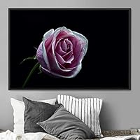 Framed Canvas Wall Art Rose Bohemian Dark Dramatic Floral Multicolor Petal Photography Portrait - 16x24 inches