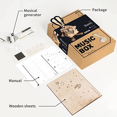 Robotime 3D Laser Cut Wooden Puzzle Music Box Kit Diy Robot Toy Robobunny Craft Kit #TOP7