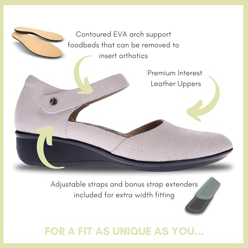 Image of Revere Osaka Mary Jane - Premium Leather - Orthotic-Friendly Removable Insoles - Adjustable Strap - Arch Support - Stylish Wedges for All-Day Comfort