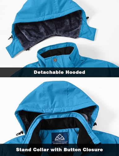Image of TBMPOY Men's Winter Ski Jacket Waterproof Warm Snow Insulated Coat Fleece Lined Snowboard Hooded Raincoat