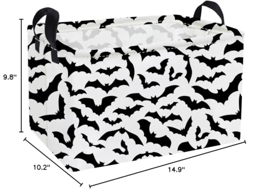 Image of Essme Rectangular Bat Baskets,Halloween Storage Box,Cute Basket for Kids Room Decor, Book Bins,Shelf Basket.(Bat