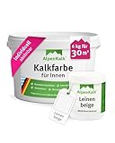 AlpenKalk Leinen-Beige Kalkfarbe für Innenräume I 6 kg inkl. 1 Dose Pigmente für ca. 30m² I Atmungsaktiv & Anti-Schimmel Formel für ein natürliches Raumklima I Für Allergiker & Kinder