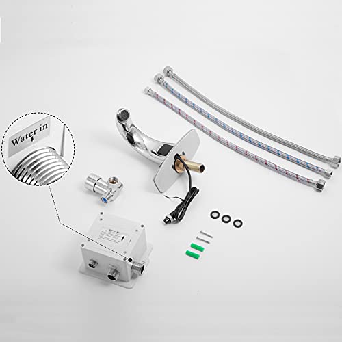 Charmingwater Touchless Bathroom Sink Faucet, Hands Free Automatic Sensor Faucet With Hole Cover Plate, Chrome #TOP6