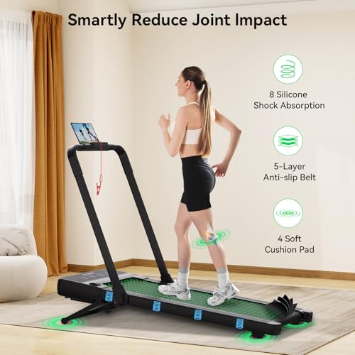 Image of FelFast Walking Pad Treadmill with 15% 9 8 Level Auto Incline, 2-in-1 Under Desk Foldable w /Remote Control, 12 HIIT Mode, 265 Lbs Max, 7.6 MPH Max, Portable Mini Treadmill for Office Home