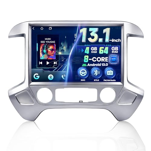 LASERTAIL 13.1 Inch 8 Core 4+64G Radio for Chevy Silverado GMC Sierra 2014-2018 w/Carplay Android Auto, Upgrade 2K Sierra Screen Android 13 Head Unit 5Ghz WiFi FM GPS 1080P Camera, Silver by LASERTAIL - Used condition - US$303.66