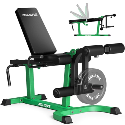 JELENS J10 Leg Extension and Curl Machine, Adjustable Leg Curl Machine for Home Gym, Seated Leg Extension and Lying Curl Machine for Lower Body Workouts (Green, Classical)