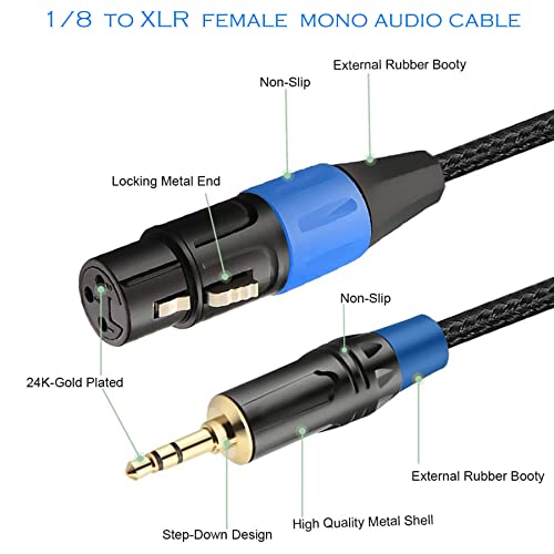 JOMLEY XLR to 3.5mm Jack Cable, Balanced XLR Female to 3.5mm Mini Jack Adapter Micphone Cable for Condenser Microphone - 0.3m - Image 4