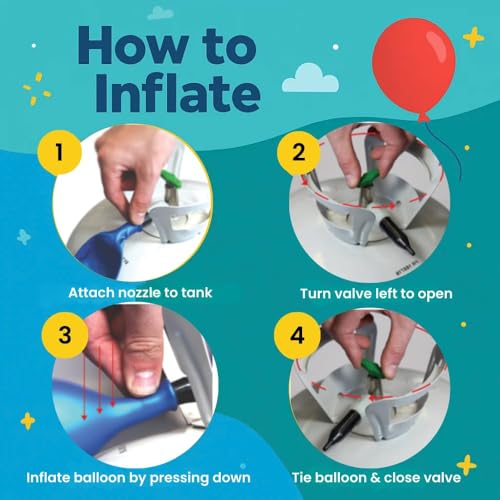 Airloons Purified Helium Tank - Inflate up to 30 Latex Balloons | 7 cu. ft. Helium Tank for Balloons at Home | Balloon Pump Kit for Birthday Decorations, Valentine's Day Home Decorations - Image 4