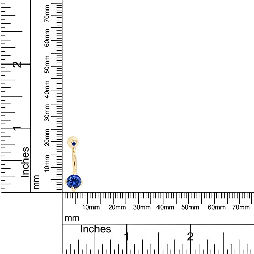 Affy Round Shape Simulated Blue Sapphire Body Piercing Belly Button Ring In 14K Yellow Gold Over Sterling Silver #TOP4