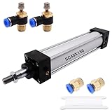 S SYDIEN SC Pneumatic Cylinder Bore 40mm Stroke 150mm Aluminum Pneumatic Air Cylinders with 4Pcs Pneumatic Quick Fitting SC40X150