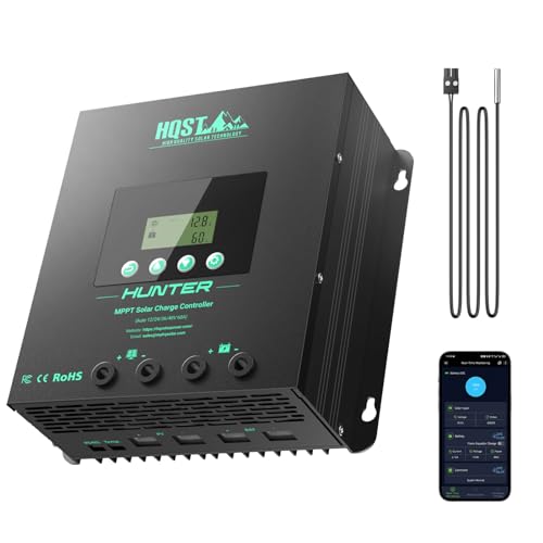 HQST 60A MPPT Solar Charge Controller 12V/24V/36V/48V Auto Max 150V PV Input Smart Bluetooth APP Low-Temp Cut-Off Parallel LCD Display for LiFePO4 & Lead Acid (AGM/Gel/Flooded) RV Off-Grid