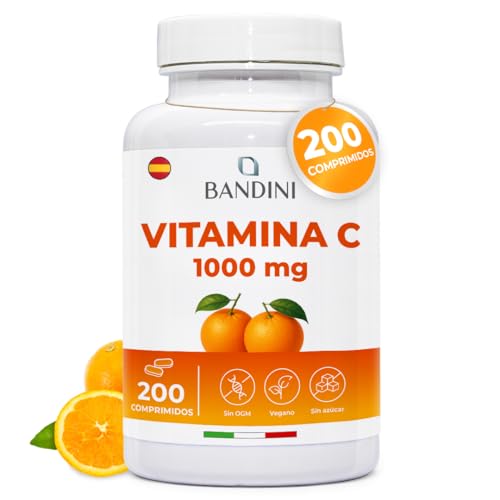 Bandini® Vitamina C 1000 mg 200 Comprimidos | Suministro para +6 Meses | Para el Sistema Inmunológico, Cansancio y Fatiga | Vit C 100% pura, vegano y sin aditivos, ácido L-ascórbico de alta dosis