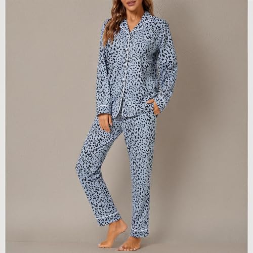 Image of Tugege Pajamas Set Long Sleeve Sleepwear Womens Button Down Nightwear Pj Sets