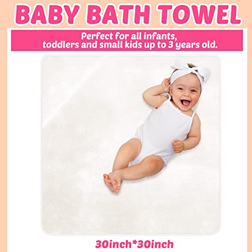 6 Pack Baby Bath Towel, Coral Fleece Soft Absorbent Newborn Hooded Towel For Kids, 30 X 30 Inch Hooded Baby Toddler Bath Blanket Towel For Babies Toddler Infant Shower Gift Supplies (Pink, White) #TOP1