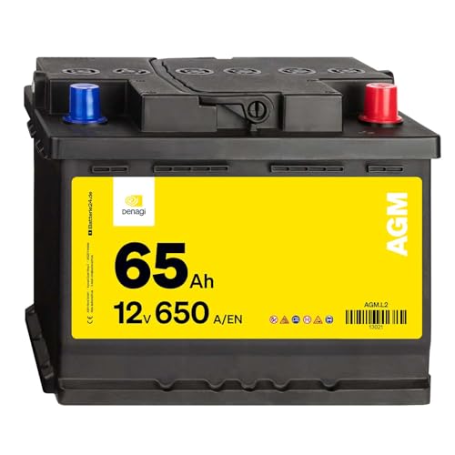 Denagi AGM Autobatterie 12V 65Ah 650A/EN Starterbatterie, Start-Stopp & Standheizung geeignet, absolut wartungsfrei