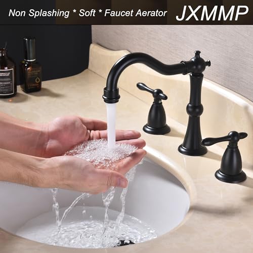 Matte-Black-Antique-Bathroom-Faucet-Widespread-3-Hole-Bathroom-Sink-Faucet-Widespread-with-Pop-Up-Drain-and-cUPC-Supply-Hose-Modern-2-Handle-Black-Sink-Faucet-Bathroom-JXM3073BK Matte Black Antique Bathroom Faucet Widespread 3 Hole Bathroom Sink Faucet Widespread with Pop Up Drain and cUPC Supply Hose Modern 2 Handle Black Sink Faucet Bathroom JXM3073BK