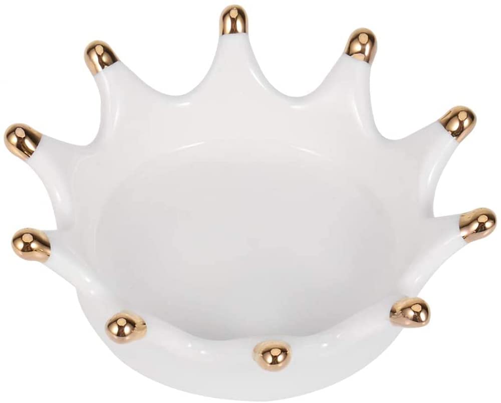 YRHHCrown Shaped Ceramic Jewelry Display Stand Dessert Plate Jewelry Storage Tray for Engagement, Wedding, Party-1pcs