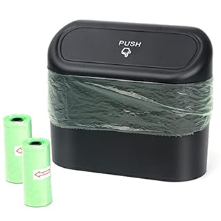 Einesin Car Trash Can, Mini Car Organizer Bin with Lid and 40pcs Trash Bag, Small Garbage Can for Storage and Organization Car Accessories, Capacity 1.4L