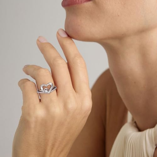 Heart Diamond Promise Ring for Women D Color VVS1 Clarity Lab Grown Diamond Ring 18K Gold Plated 925 Sterling Silver3