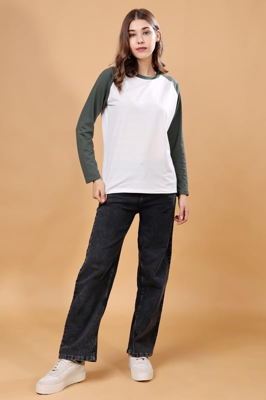 Image of London Hills Women's polyester Regular Fit Raglan Tshirts || Raglan Sleeve Tshirt || Full Sleeve t Shirt || Raglan Tops|| Regular Tshirt