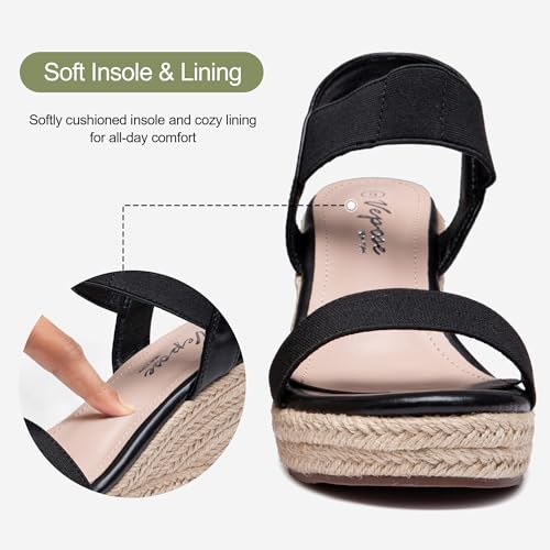 Vepose Women's Wedge Sandals Platform Espadrilles Sandals Elasitc Ankle Strap Open Toe 881 Sandals with 3.5" Inchs High Heel Summer Shoes4