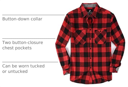 Image of Alex Vando Mens Button Down Regular Fit Long Sleeve Casual Flannel Shirts