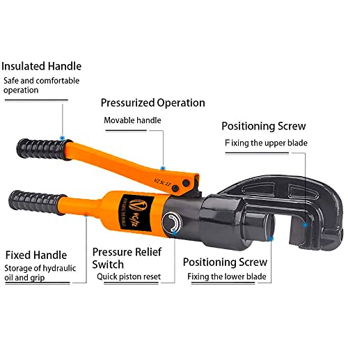 Image of VOLTZ SC-12 Rebar Cutter Manual Hydraulic Rebar Cutter 6T Steel Rebar Cutting Tool Hand Rebar Cutting Machine for Cutting Steel Bar Range Φ4-12mm with Two Cutter Heads