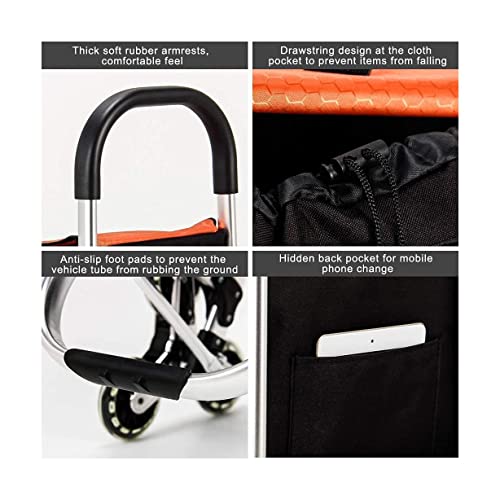 QUANLI Faltbarer Einkaufstrolley aus Aluminiumlegierung, faltbar, mit extra großer wasserdichter Einkaufstasche… – Bild 6