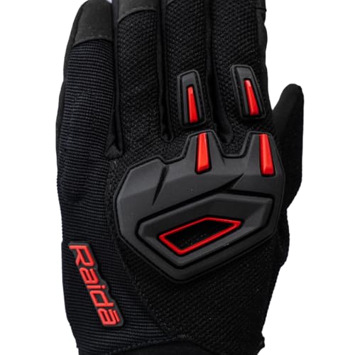 Image of Raida Avantur 2.0 Motorcycle Gloves | Vegan Friendly | Enhanced Knuckle Protection | Touchscreen Compatible | Lightweight & Comfortable | Ideal for Daily Commute & Weekend Rides (Red, M)