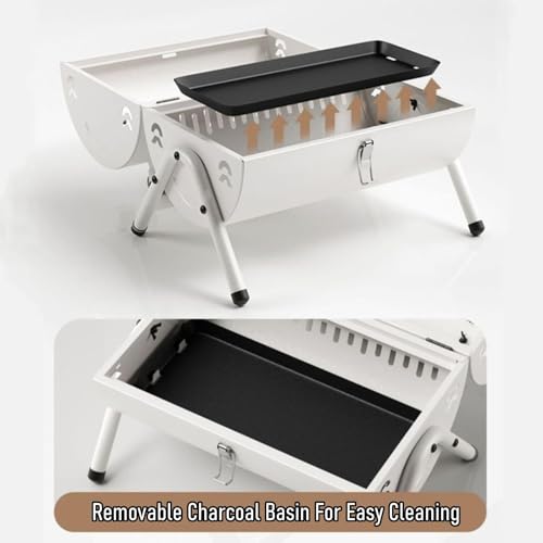 Barbecue portable au charbon pliable double face gain de place blanc - 8