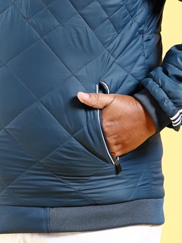 Image of Hardsoda by The Indian Garage Co Men Plus Size Regular Fit Solid Detachable Hood Puffer Jacket