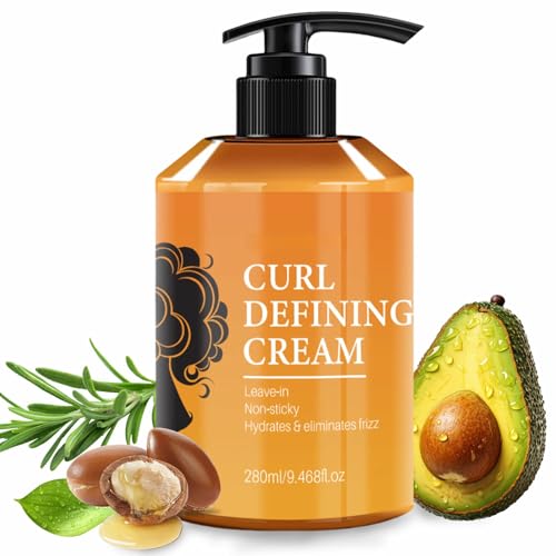 Crema definidora de rizos, crema antiencrespamiento para rizos, ideal para realzar el cabello ondulado y rizado; aporta textura, hidratación, volumen y un peinado de larga duración,1pc