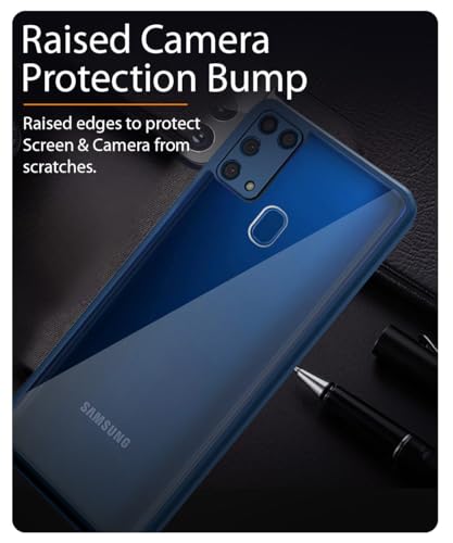 Image of WOW IMAGINE Shockproof Hybrid Back Cover for Samsung Galaxy M31 Prime | M31 | F41 | Hard Slim fit Back Case | PC & TPU | Clear Transparent Case - Blue