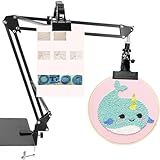WDEC Support de Cerceau de Broderie à la Main Réglable en Métal, Avec porte   instructions, Support de table de broderie noir Trou, Support de Cerceau de Broderie Pliant, Convient pour les Broderie