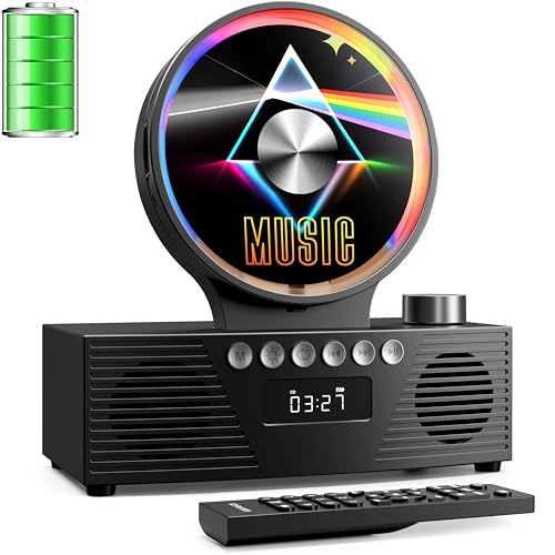 Image of Retro Portable CD Player for Home Decor, CD Player with Speakers, Bluetooth /Battery /Remote, Desktop Vintage CD Players for Kids to Seniors, Combo with Radio /USB Driver /Stereo Sound /AUX /Timer