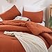 ROSGONIA Queen Comforter Set Burnt Orange, 3pcs (1 Boho Terracotta Comforter & 2 Pillowcases), Lightweight Fall Bedding Rust Blanket All Season Quilt