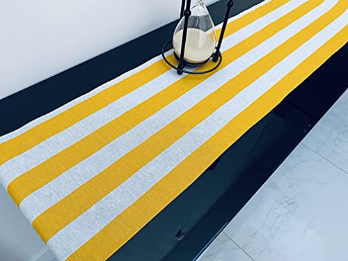Chemin de table jaune rayé 712 cm pour décoration de fête et repas de mariage