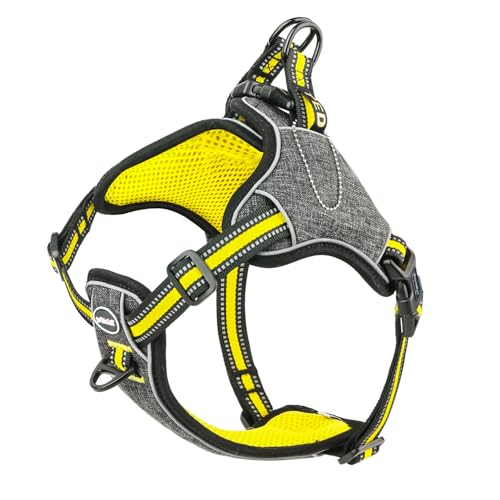 ThinkPet No-Pull Geschirr, Ausbruchsicheres Reflektierendes Step-in Hundegeschirr, Verstellbares Atmungsaktives Geschirr, mit hinterem/vorderem Clip für bessere Kontrolle