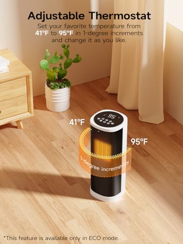 Vicelec J1 Space Heater, 16 Inch Portable Electric Heaters For Indoor Use With Thermostat, 60°Oscillation thumb #6